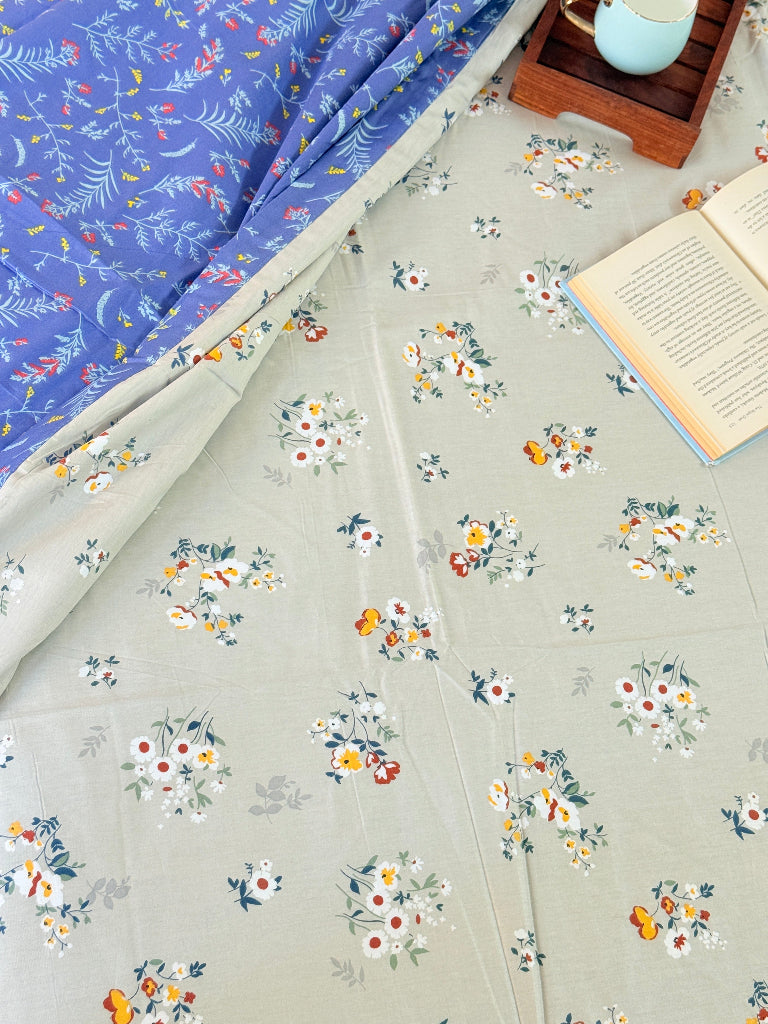 Blue Florals Single Cotton Dohar