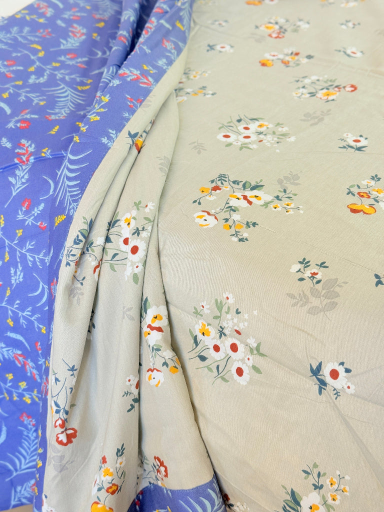 Blue Florals Single Cotton Dohar