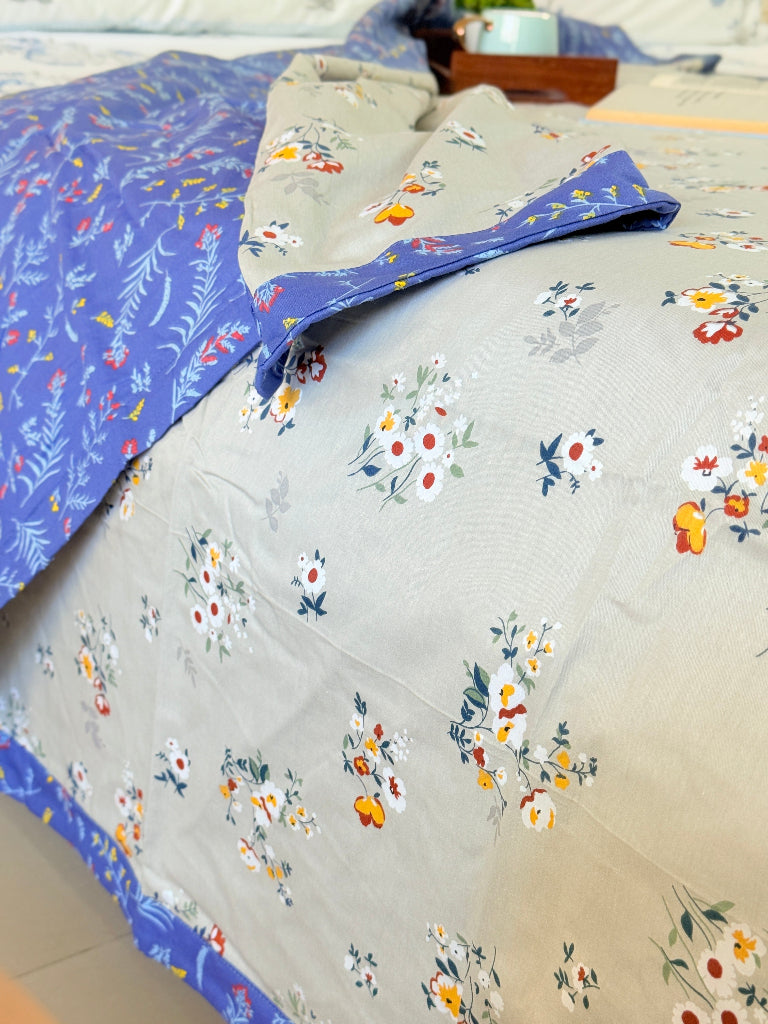 Blue Florals Single Cotton Dohar