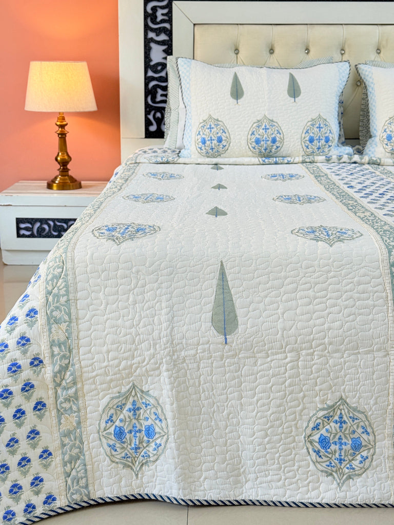 Cypress Charmer Hand Blocked Quilted Bedcover