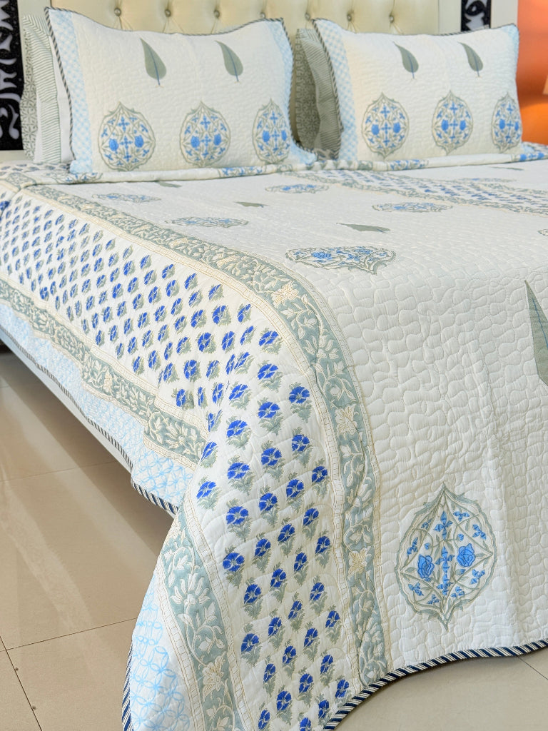 Cypress Charmer Hand Blocked Quilted Bedcover