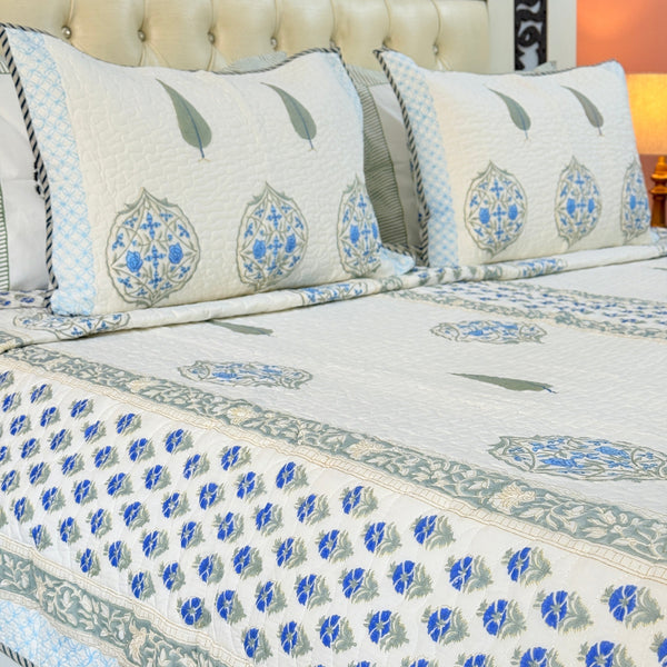 Cypress Charmer Hand Blocked Quilted Bedcover