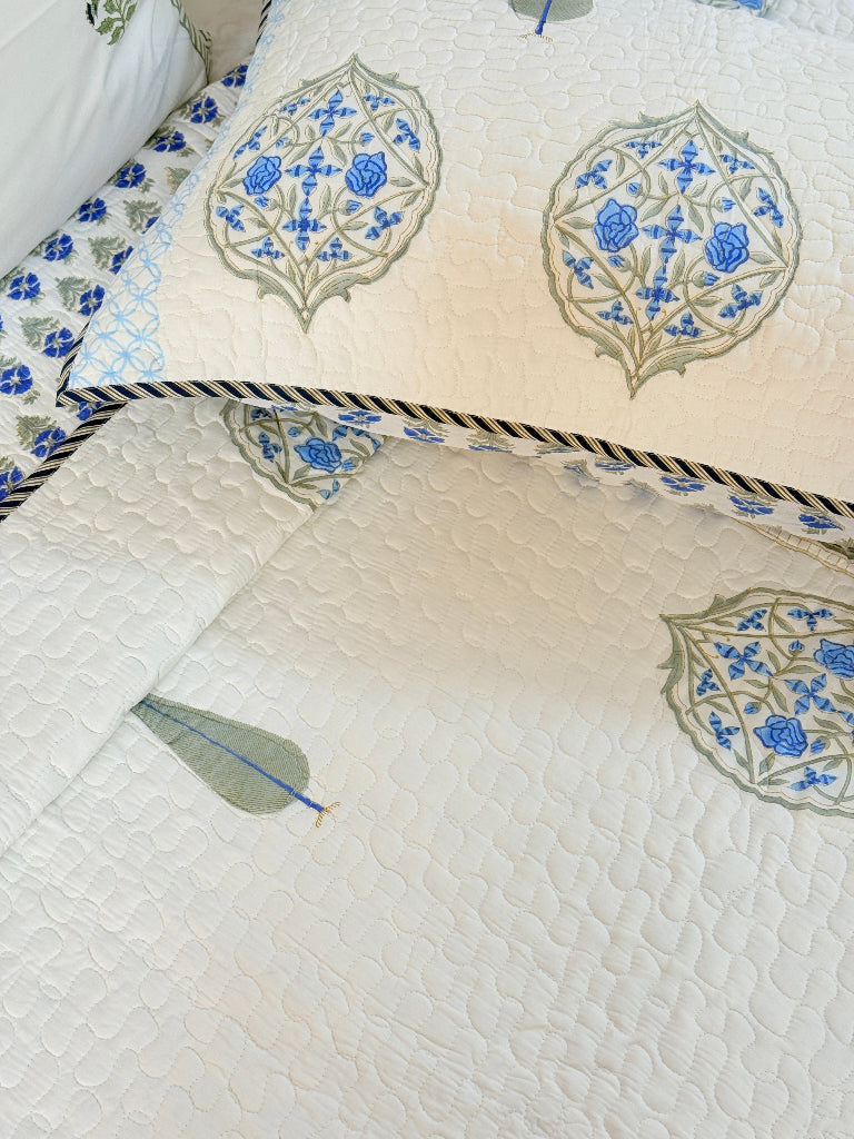 Cypress Charmer Hand Blocked Quilted Bedcover