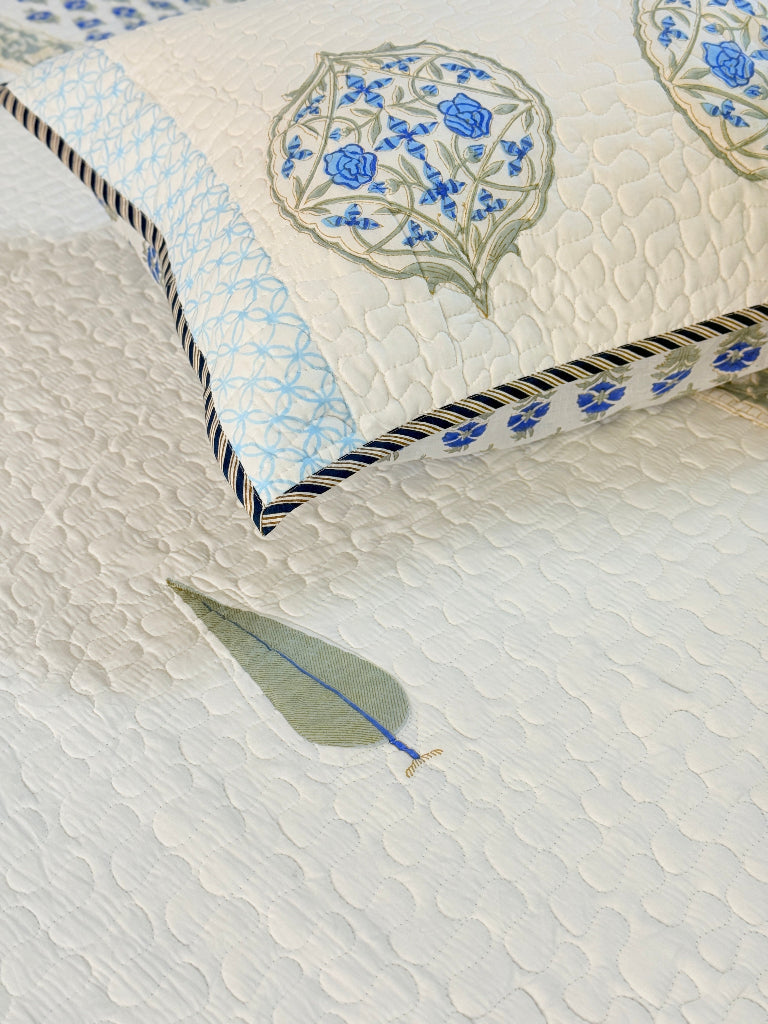 Cypress Charmer Hand Blocked Quilted Bedcover