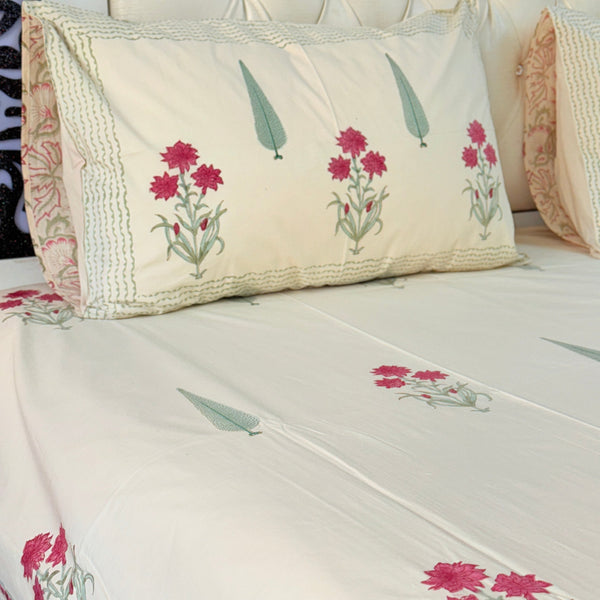 Cypress Motif Beige Base Hand Blocked Sheet