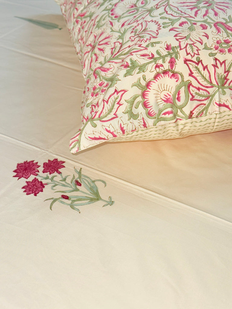 Cypress Motif Beige Base Hand Blocked Sheet