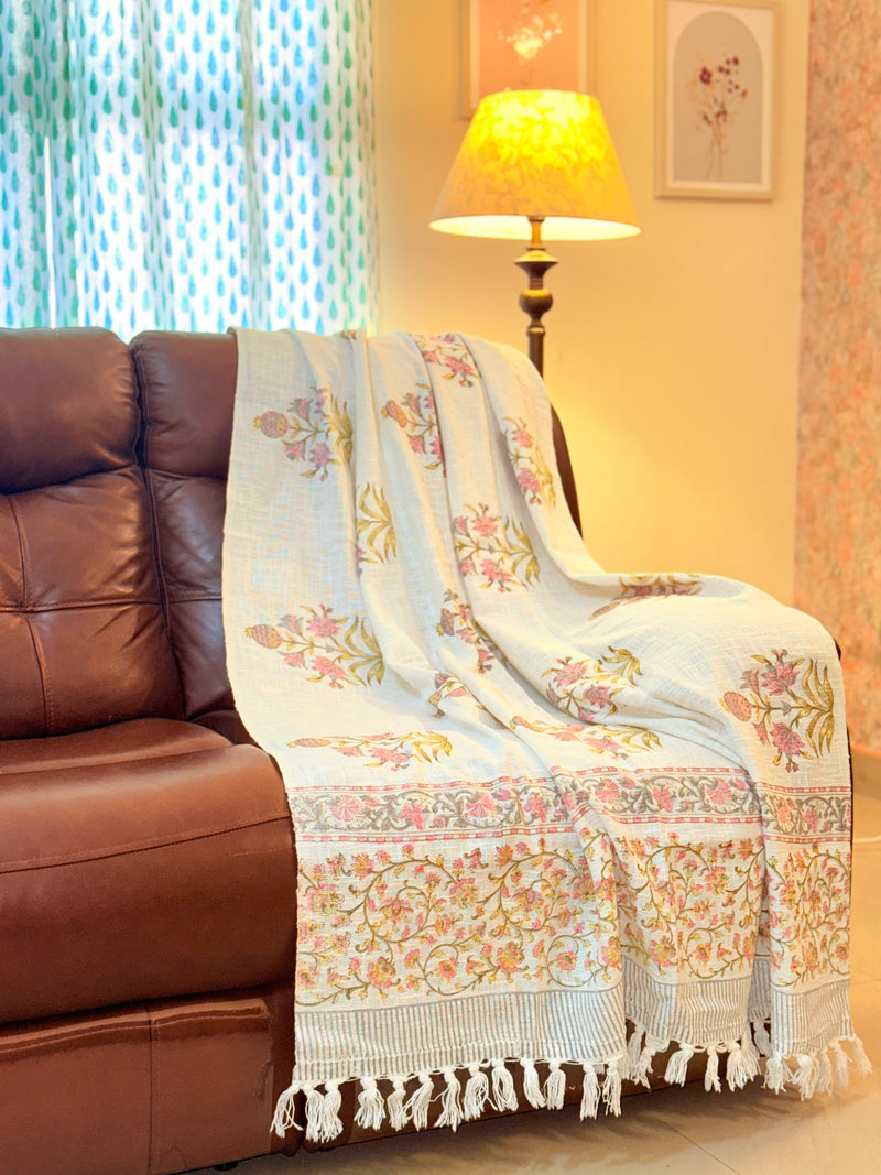 Floral Weave - Hand Blocked Throw