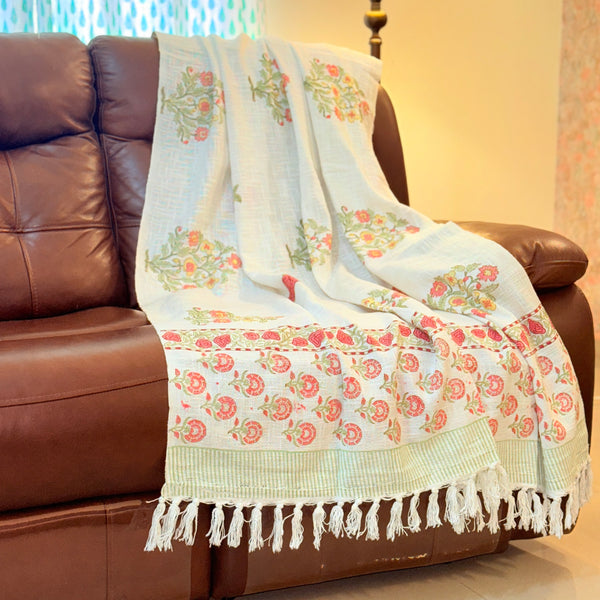 Floral Weave - Hand Blocked Throw
