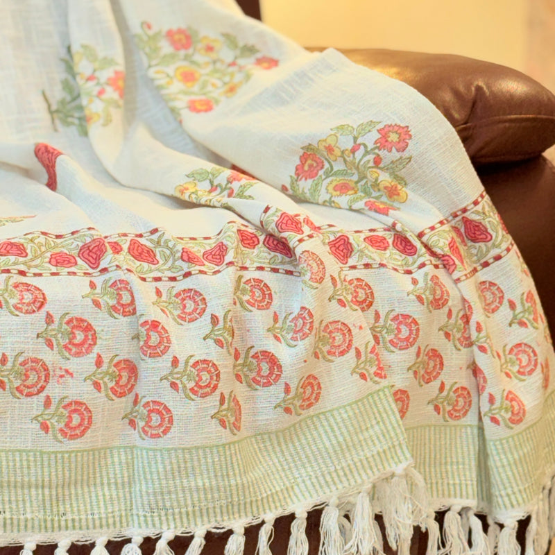 Floral Weave - Hand Blocked Throw
