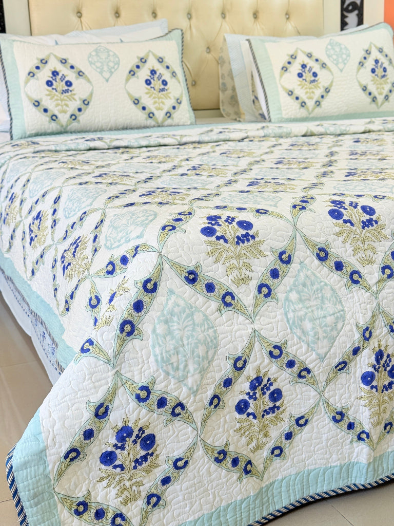 Botanique Hand Blocked Quilted Bedcover