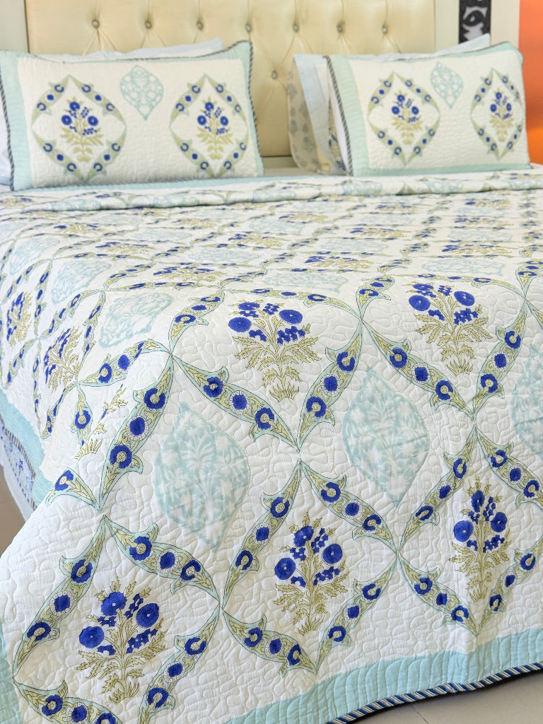 Botanique Hand Blocked Quilted Bedcover