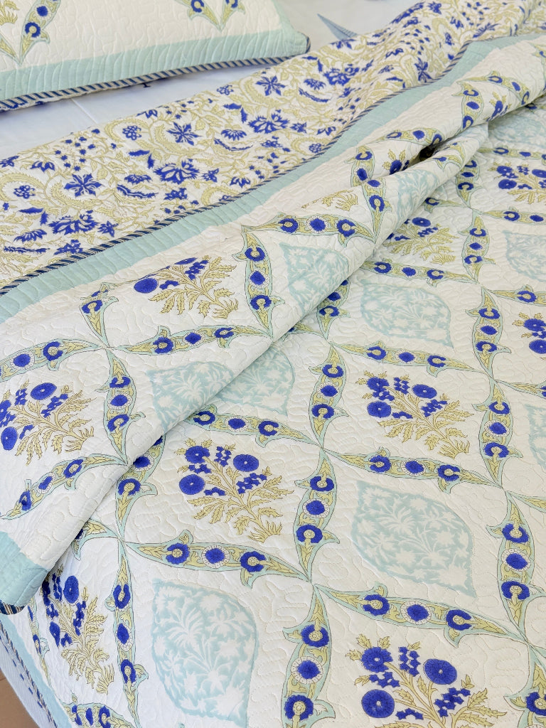 Botanique Hand Blocked Quilted Bedcover