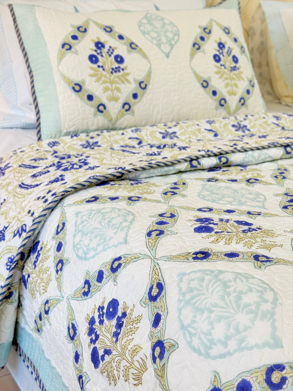 Botanique Hand Blocked Quilted Bedcover