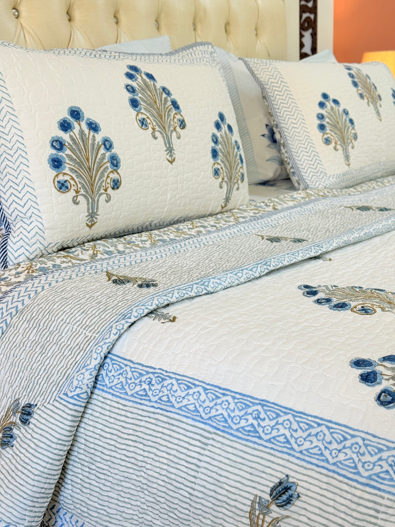 Flora Loom Hand Blocked Quilted Bedcover