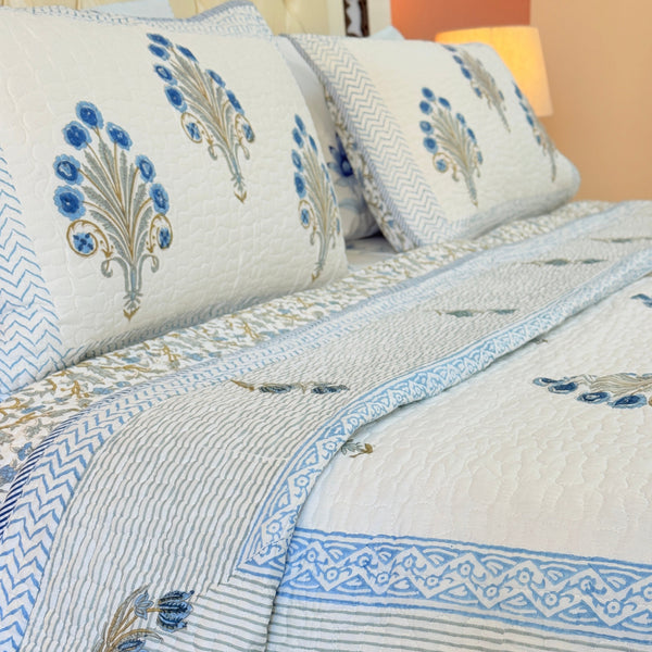Flora Loom Hand Blocked Quilted Bedcover