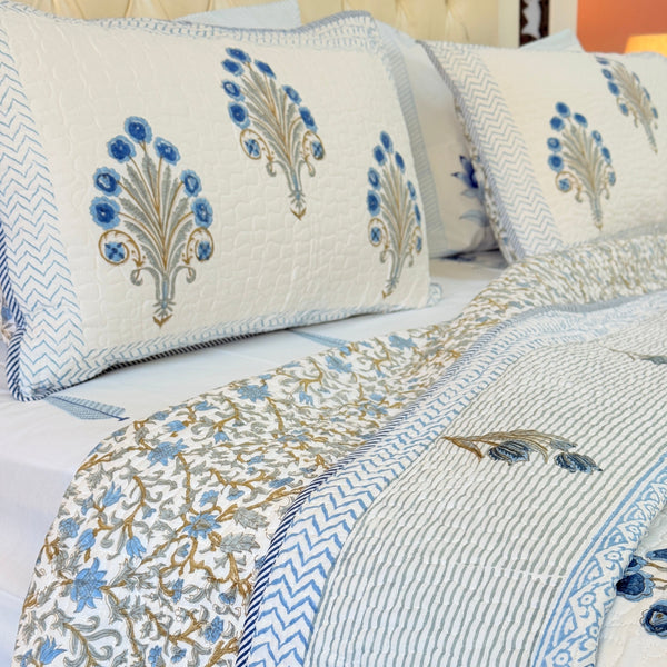Flora Loom Hand Blocked Quilted Bedcover