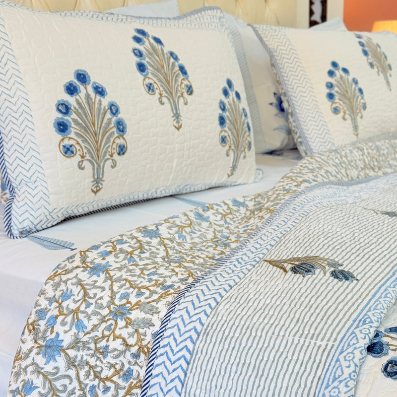 Flora Loom Hand Blocked Quilted Bedcover
