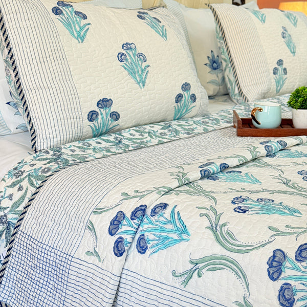 Bloomora Hand Blocked Quilted Bedcover