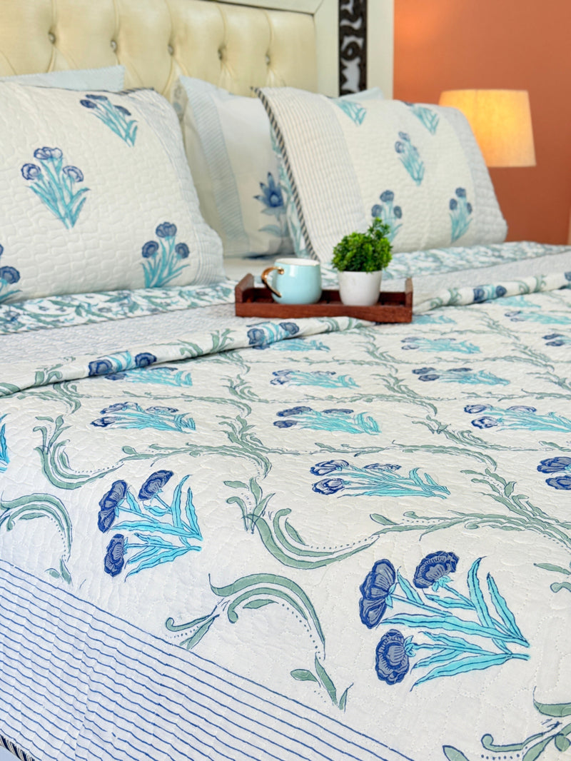 Bloomora Hand Blocked Quilted Bedcover