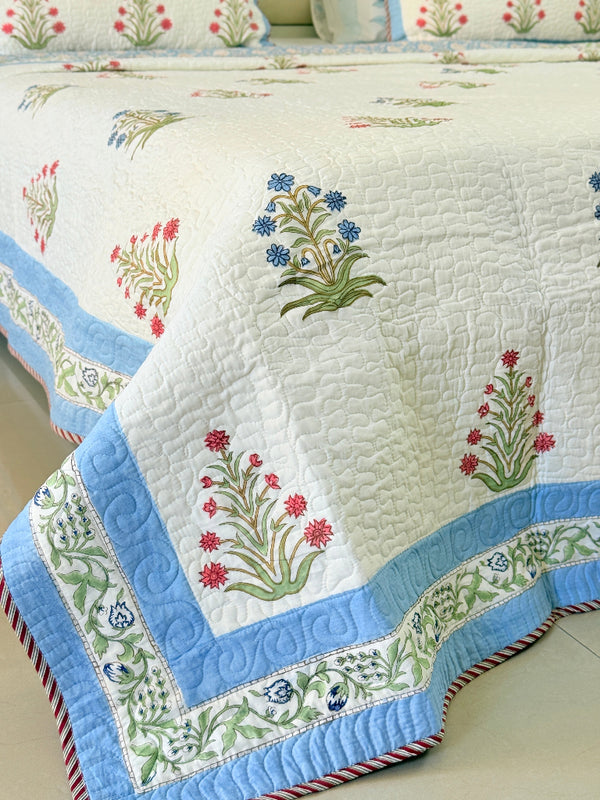 Pushpangan Hand Blocked Quilted Bedcover