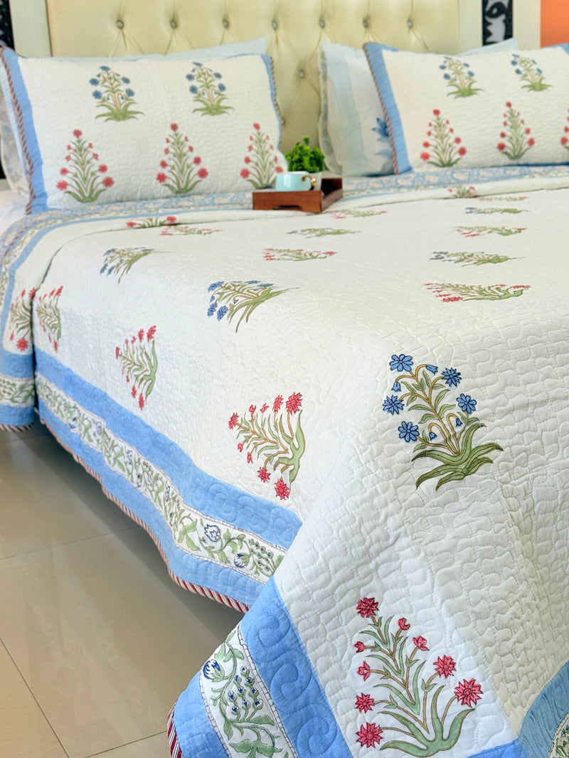 Pushpangan Hand Blocked Quilted Bedcover