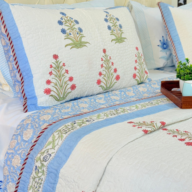 Pushpangan Hand Blocked Quilted Bedcover