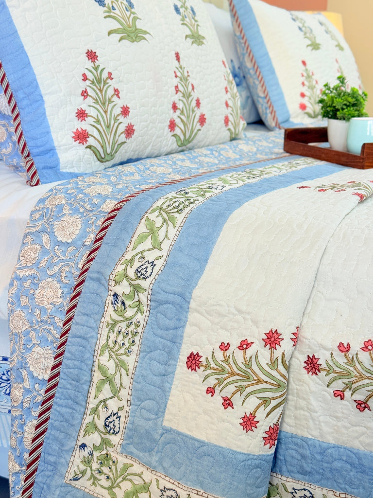 Pushpangan Hand Blocked Quilted Bedcover