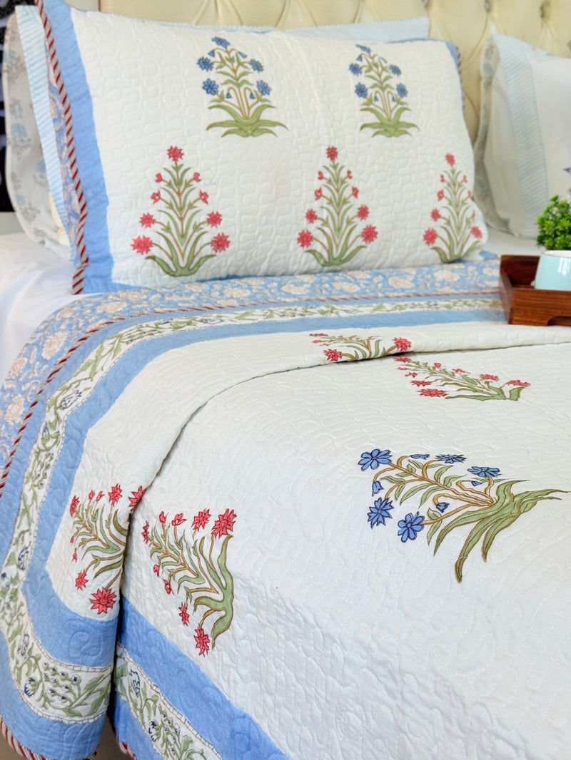Pushpangan Hand Blocked Quilted Bedcover