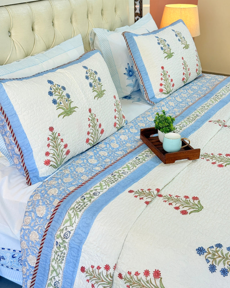Pushpangan Hand Blocked Quilted Bedcover