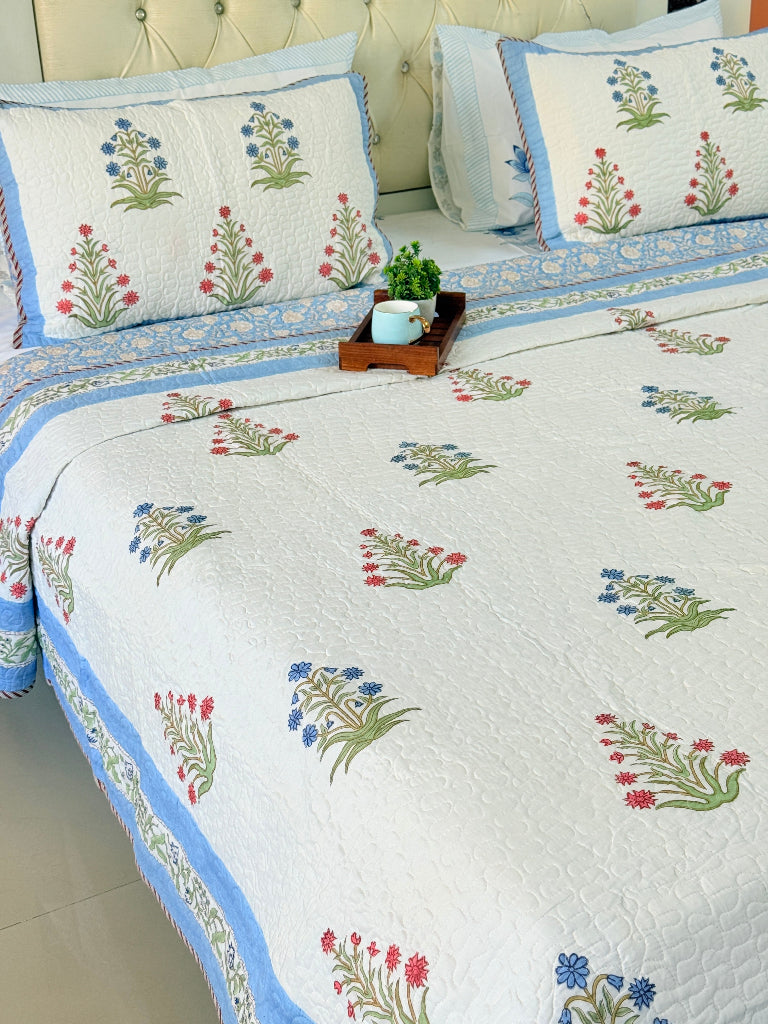 Pushpangan Hand Blocked Quilted Bedcover