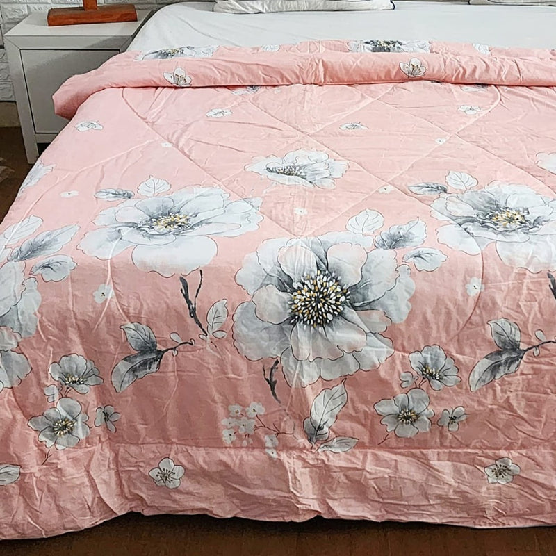 Peachy Floral Love Single Comforter