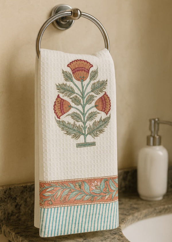 Mughal Garden Charm Hand Blocked Hand Towel