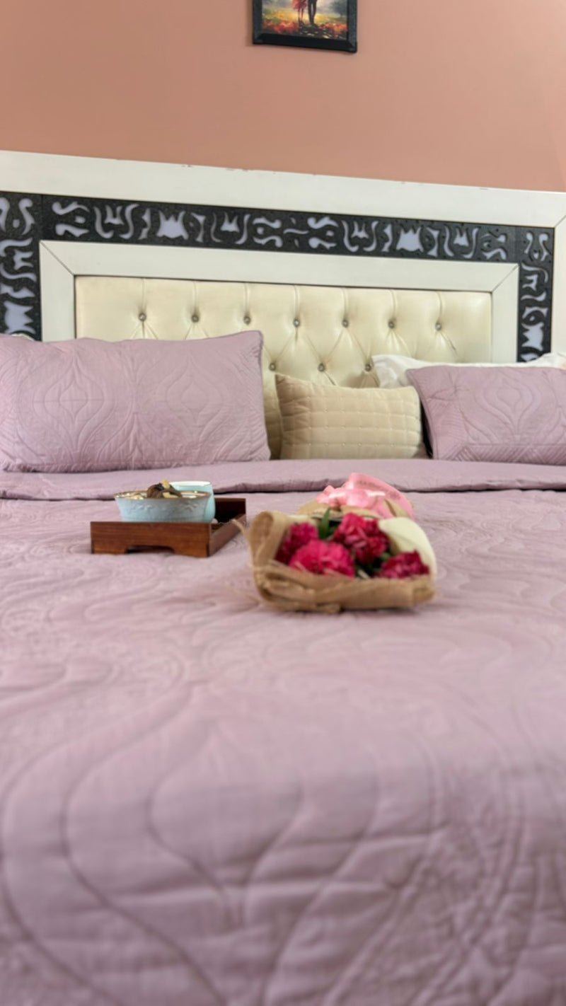 Lilac Whisper - Hand Blocked Quilted Bedcover