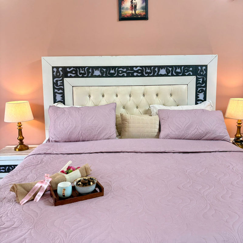 Lilac Whisper - Hand Blocked Quilted Bedcover