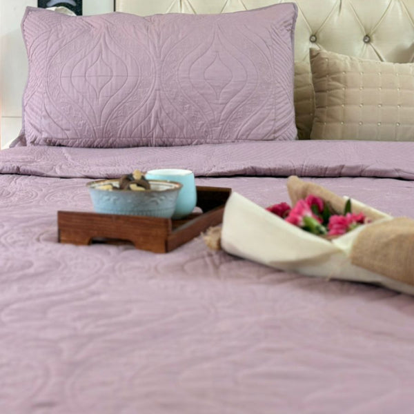 Lilac Whisper - Hand Blocked Quilted Bedcover