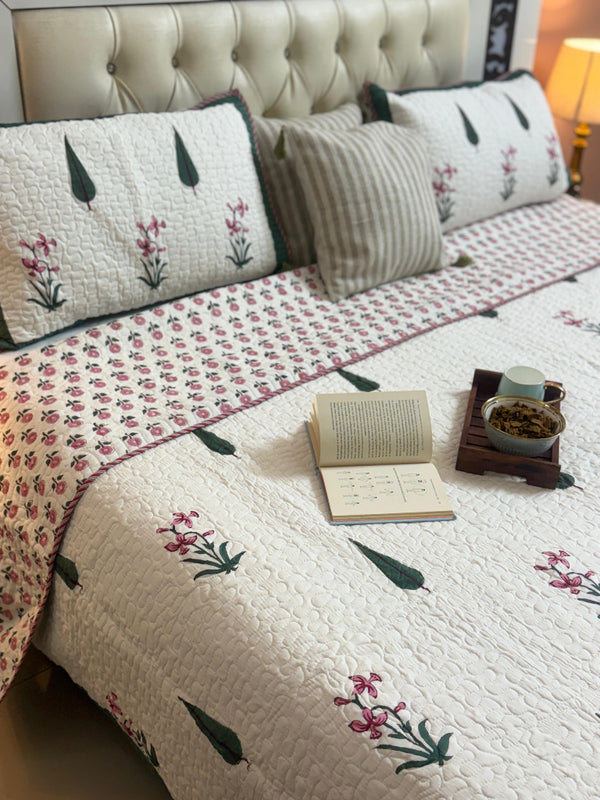 Orchid Grove - Hand Blocked Quilted Bedcover