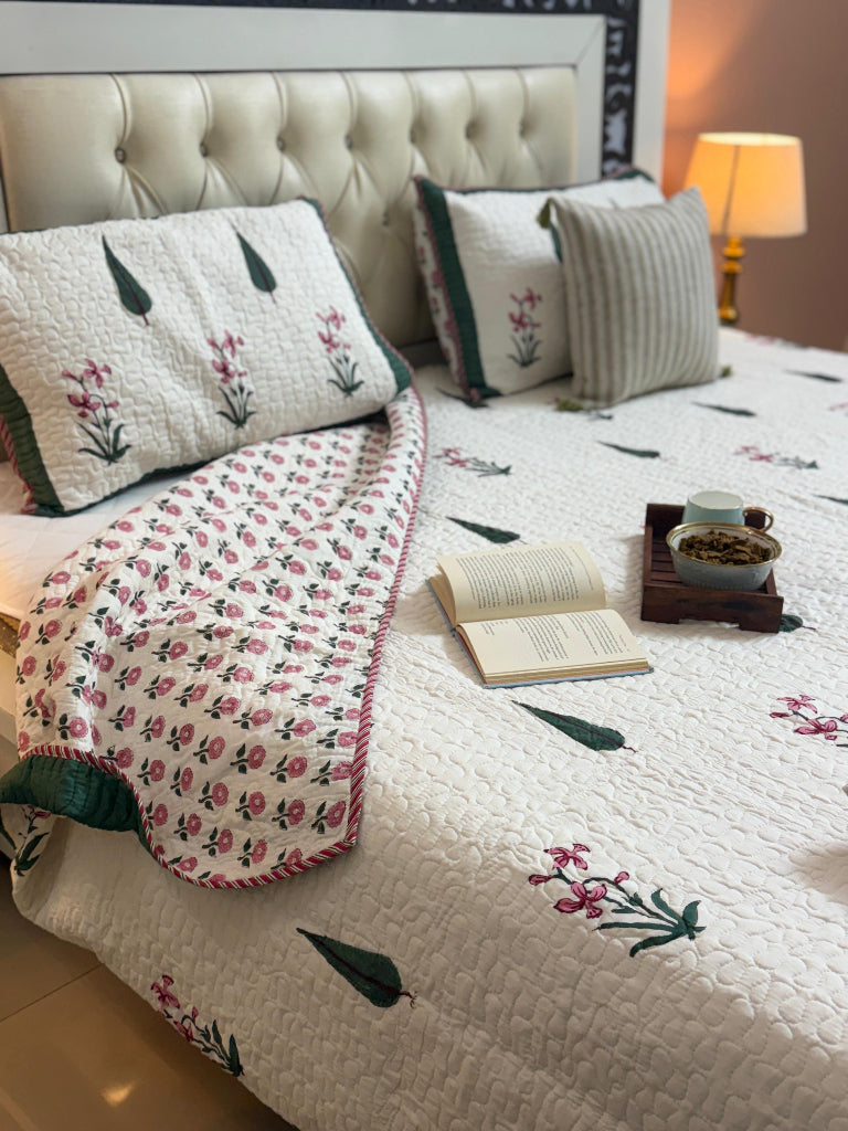 Orchid Grove - Hand Blocked Quilted Bedcover