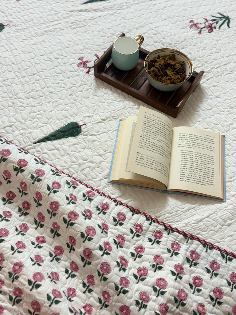 Orchid Grove - Hand Blocked Quilted Bedcover