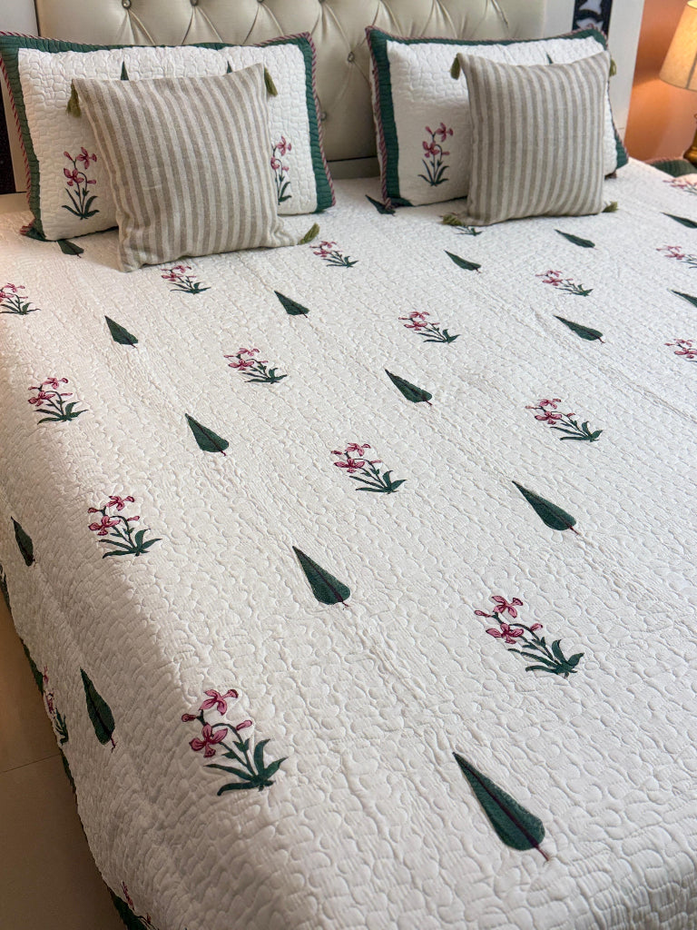 Orchid Grove - Hand Blocked Quilted Bedcover