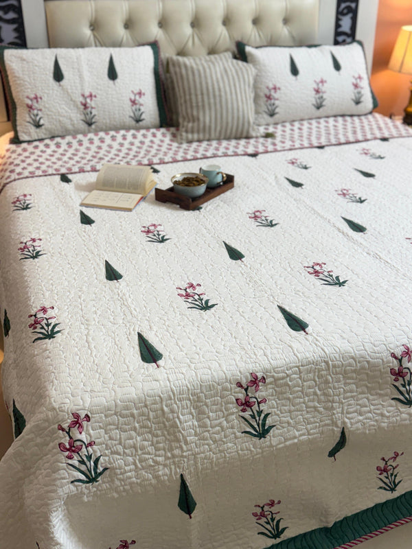 Orchid Grove - Hand Blocked Quilted Bedcover