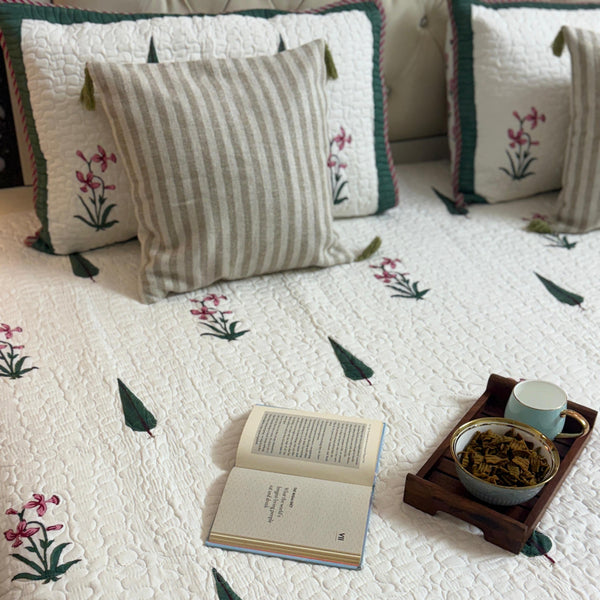 Orchid Grove - Hand Blocked Quilted Bedcover