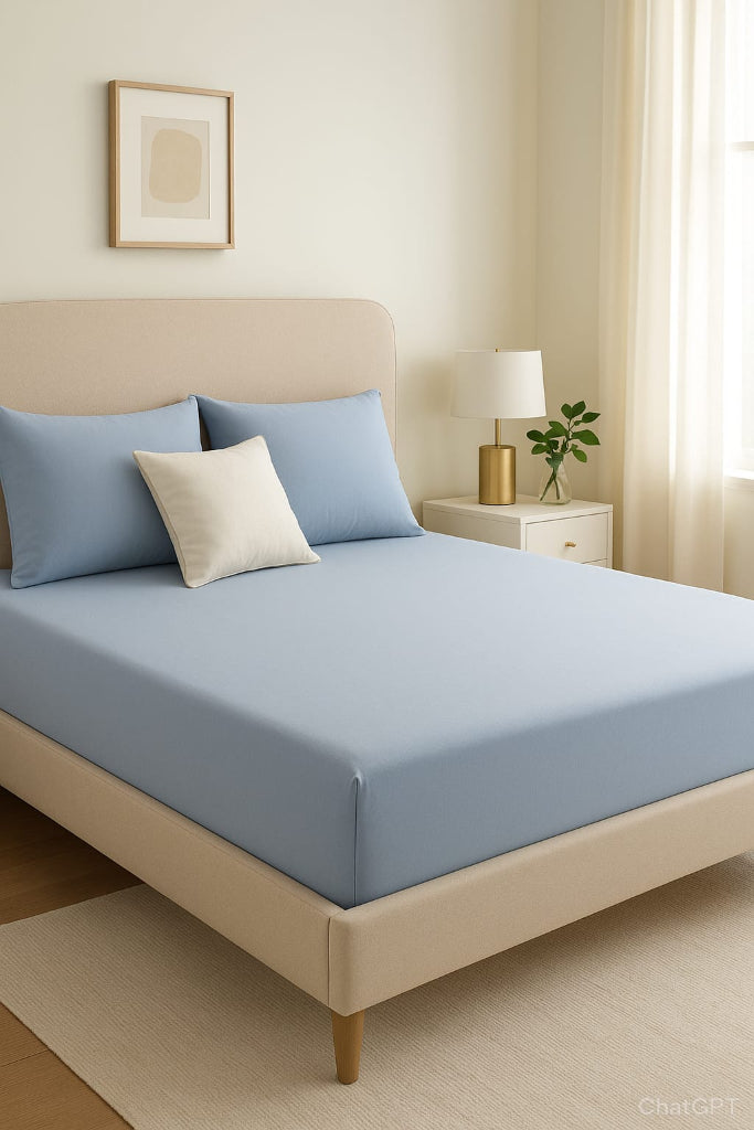 Powder Blue Solid Bedsheet