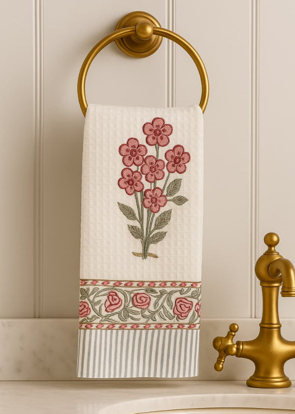Flower Buta Hand Blocked Hand Towel