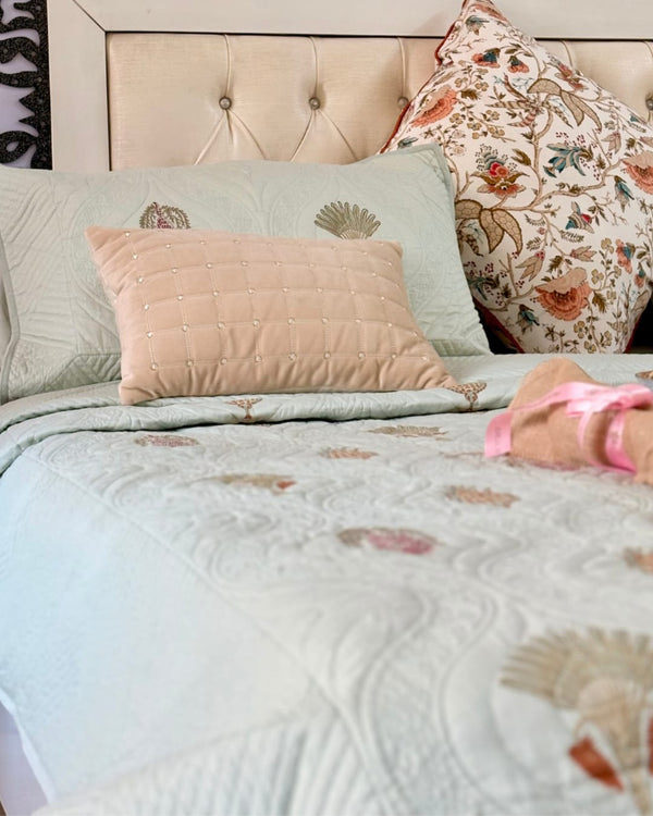 Peace and Harmony - Hand Blocked Quilted Bedcover