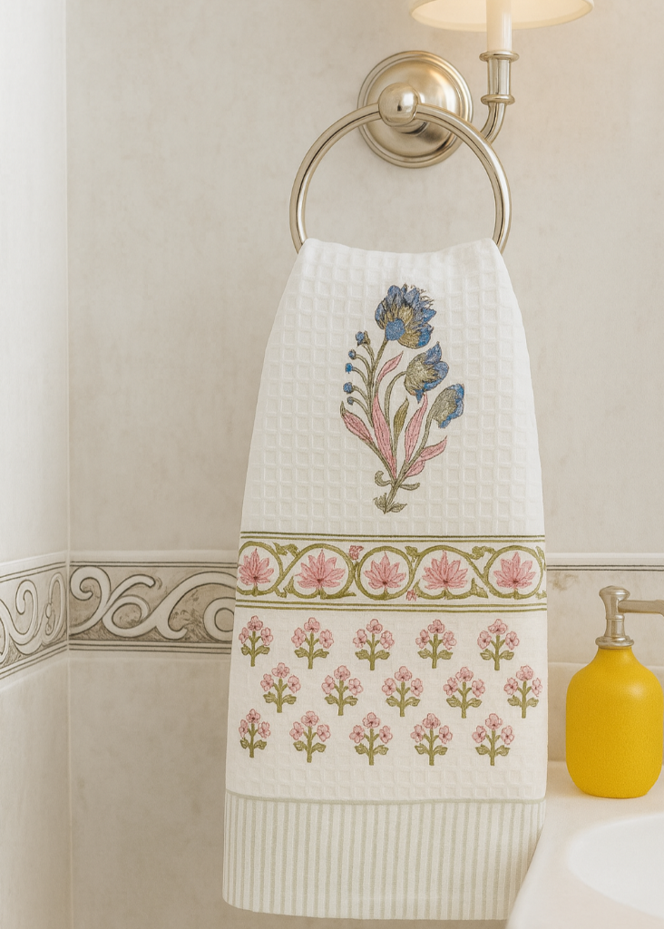 Floral Buti Hand Blocked Hand Towel