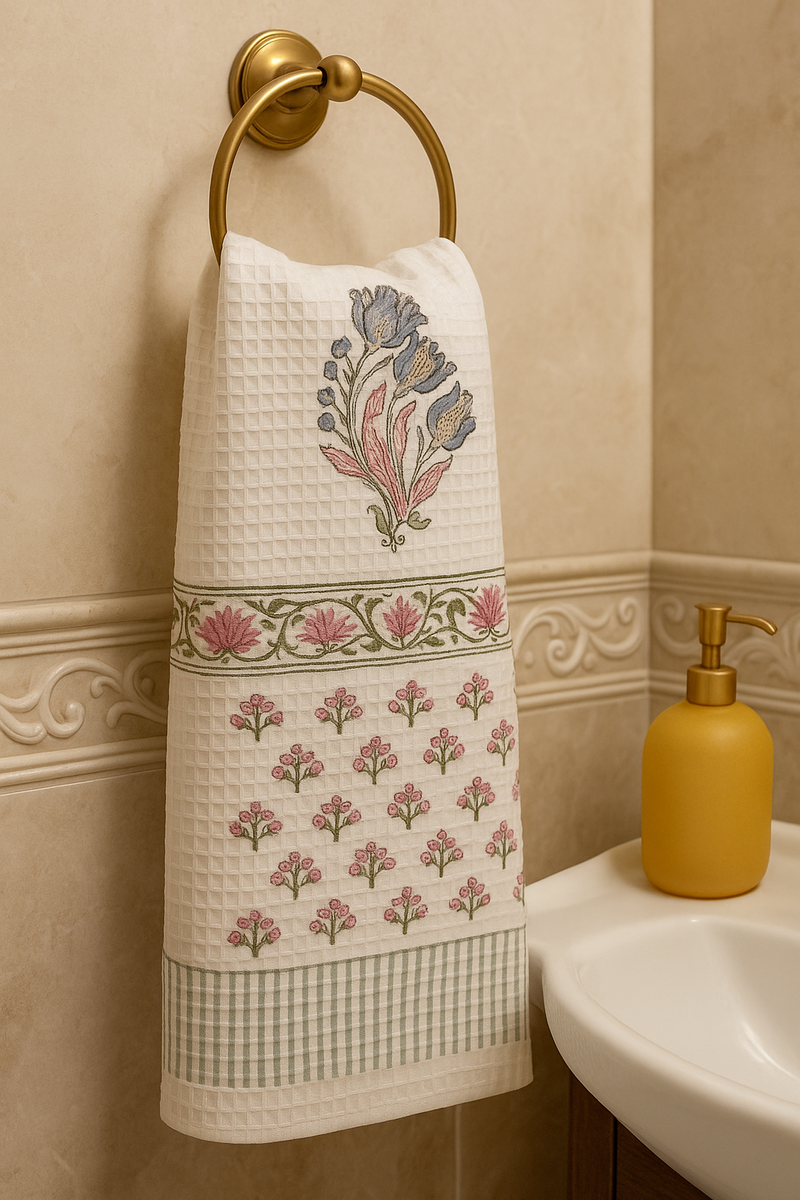 Floral Buti Hand Blocked Hand Towel