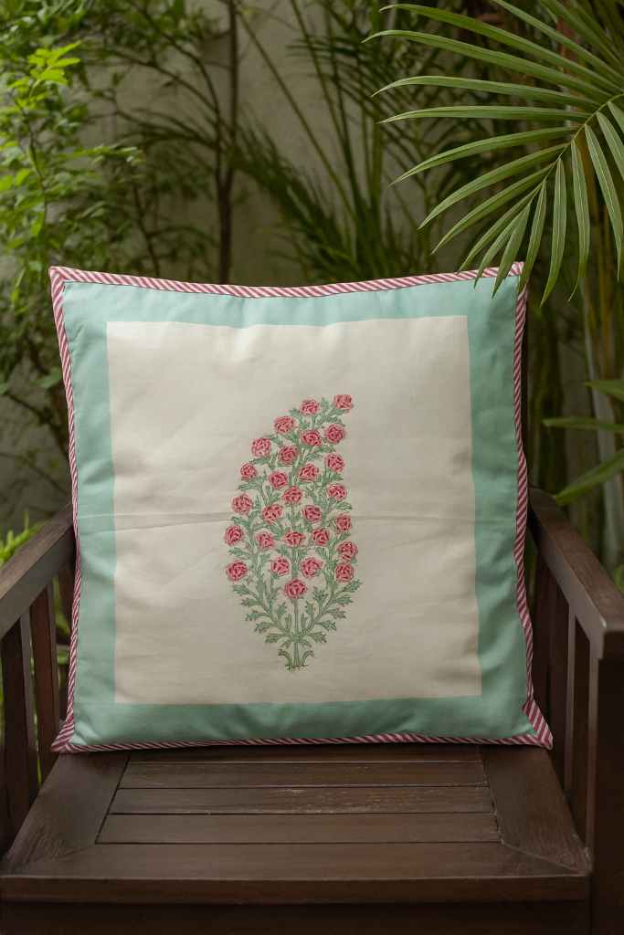 Paisley Love Hand Blocked Cushion Cover