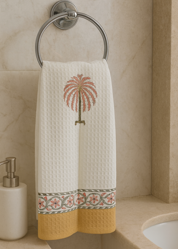 Coral Tree Motif Hand Blocked Hand Towel