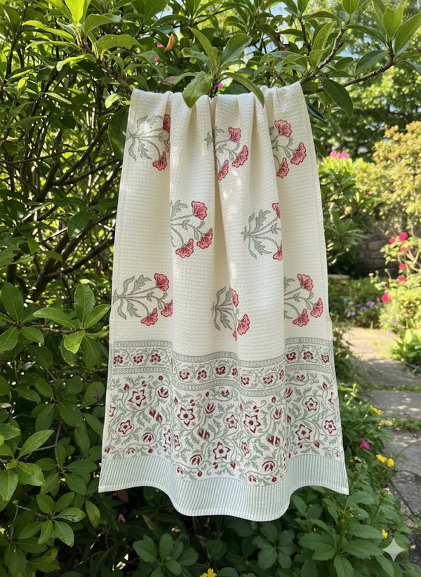 Flora Love Hand Blocked Bath Towel