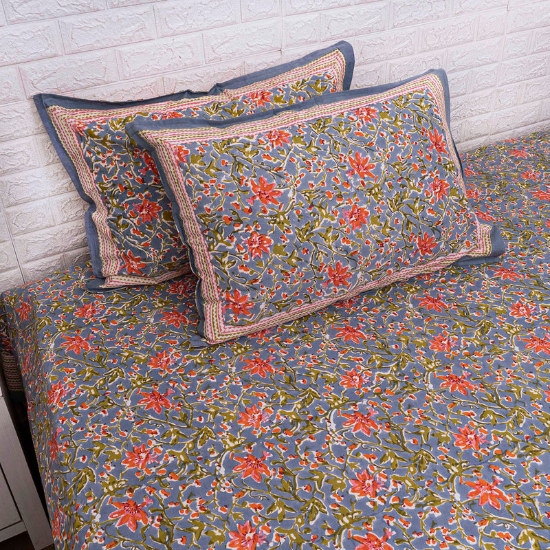 Floral Hand Blocked Quilt Bedding Set